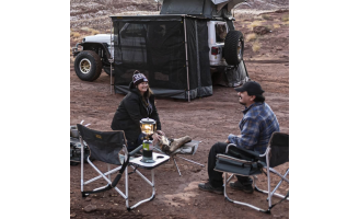 Smittybilt's camping chair is constructed from a lightweight aluminum frame and durable cordura fabric